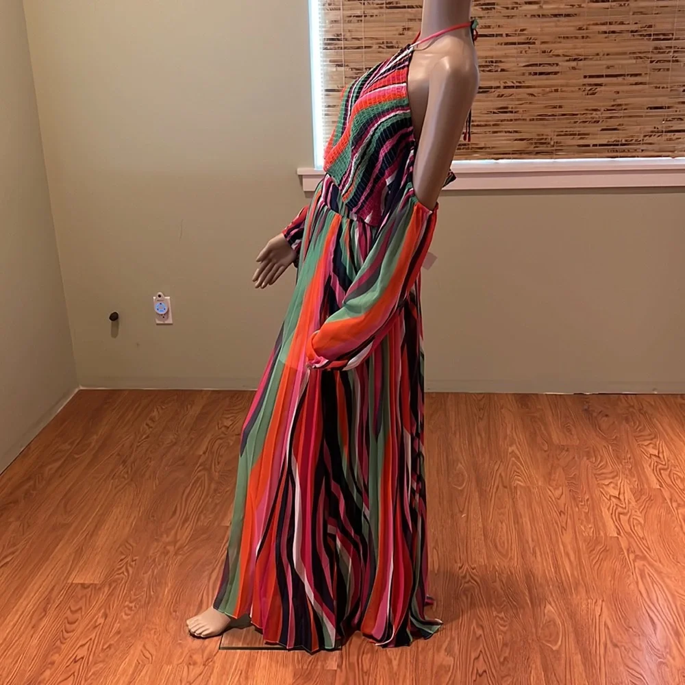 Akira Two Piece Set With Full Maxi Skirt & Matching Smocked Halter Blouse XL& 1X